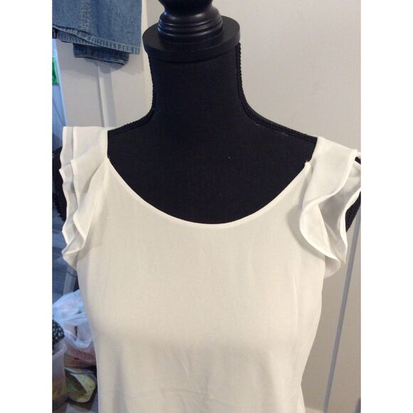 Naked Zebra White Romantic Ruffled Low tie Back Top Medium M - Picture 4 of 5